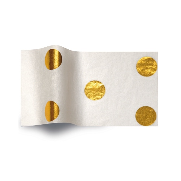 Folha de papel de seda com bolas douradas
