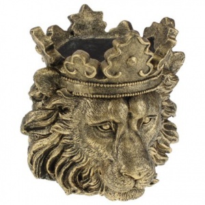 Vaso cabeça de leão com coroa dourado
